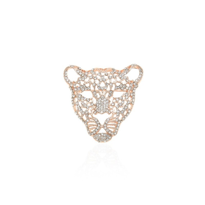 Брошка металлическая со стразами Тигр 4.5см (13161) вариант 02