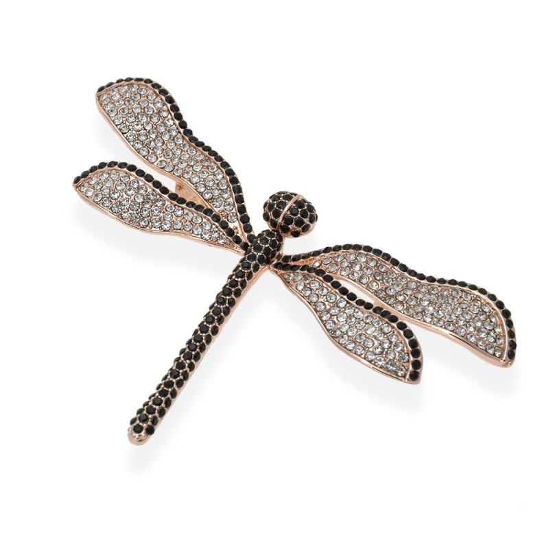 Брошка металлическая со стразами Стрекоза 7.5см (14203) вариант 02