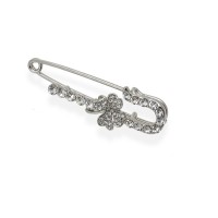 Брошка-булавка металлическая со стразами 5.7см (14206) вариант 01