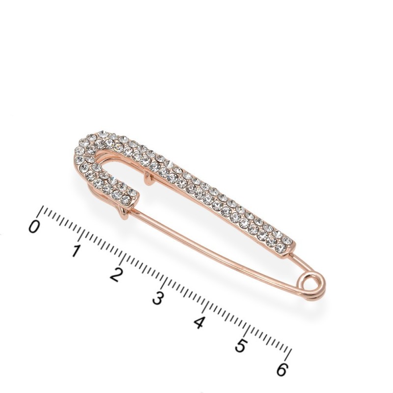 Брошка-булавка металлическая со стразами 5.7см (14212)