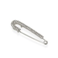 Брошка-булавка металлическая со стразами 5.7см (14212)