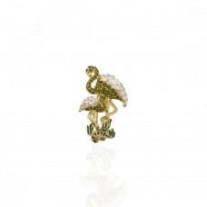 Брошка металлическая со стразами Фламинго 3см (1995) вариант 03