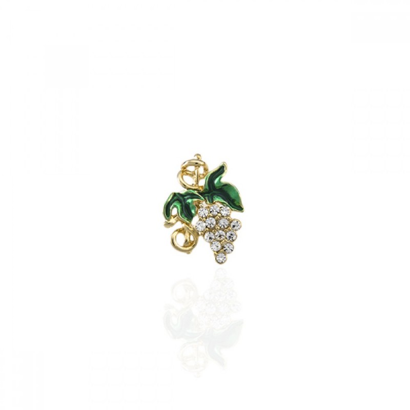 Брошка металлическая со стразами Виноград 2.3см (1996) вариант 05