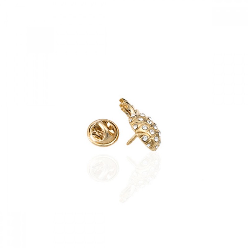 Брошка металлическая со стразами Ананас 2.4см (2057)