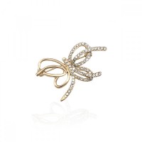 Брошка металлическая со стразами Стрекоза 4.5см (4613) вариант 02