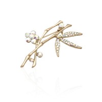 Брошка металлическая со стразами Веточка 5.7см (5928) вариант 04