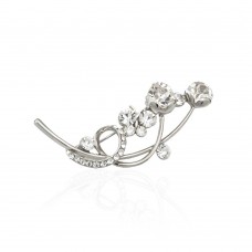 Брошка металлическая со стразами Цветок 4.8см (5941) вариант 01