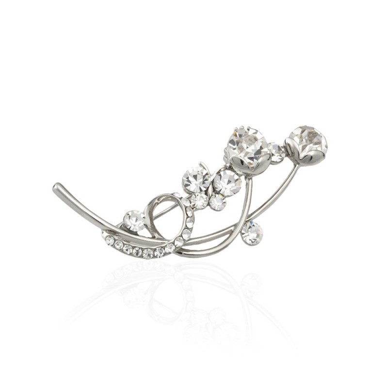 Брошка металлическая со стразами Цветок 4.8см (5941) вариант 01