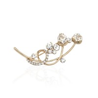 Брошка металлическая со стразами Цветок 4.8см (5941) вариант 02