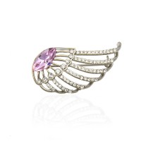 Брошка металлическая со стразами Крыло 4.3см (6527) вариант 03