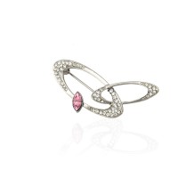 Брошка металлическая со стразами Овалы 4.7см (6531) вариант 06