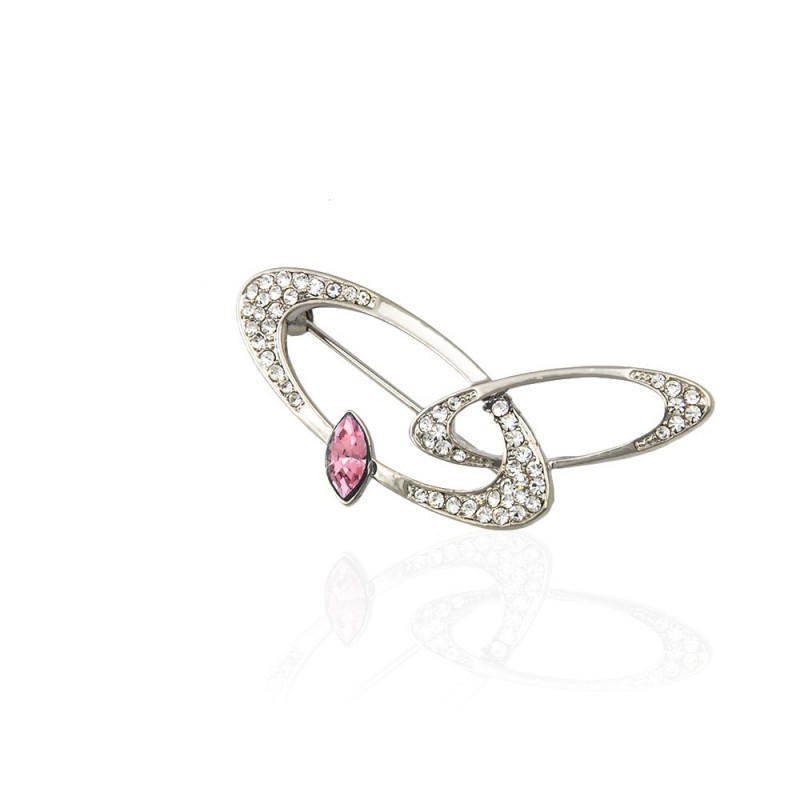 Брошка металлическая со стразами Овалы 4.7см (6531) вариант 06