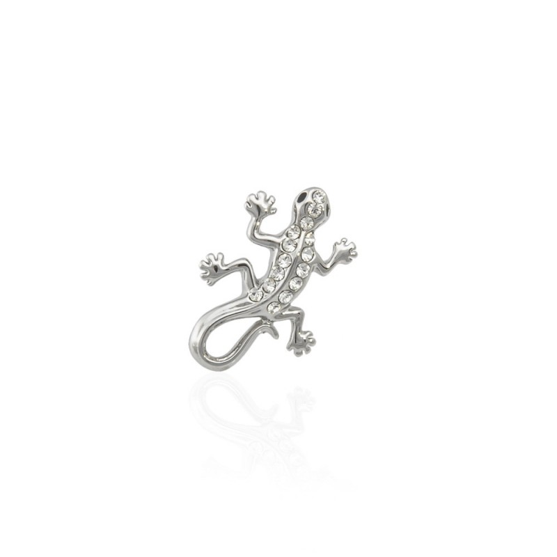 Брошка металлическая со стразами Ящерица 2.1см (8048) вариант 01