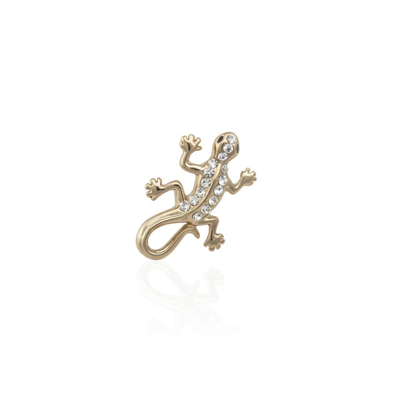 Брошка металлическая со стразами Ящерица 2.1см (8048) вариант 02