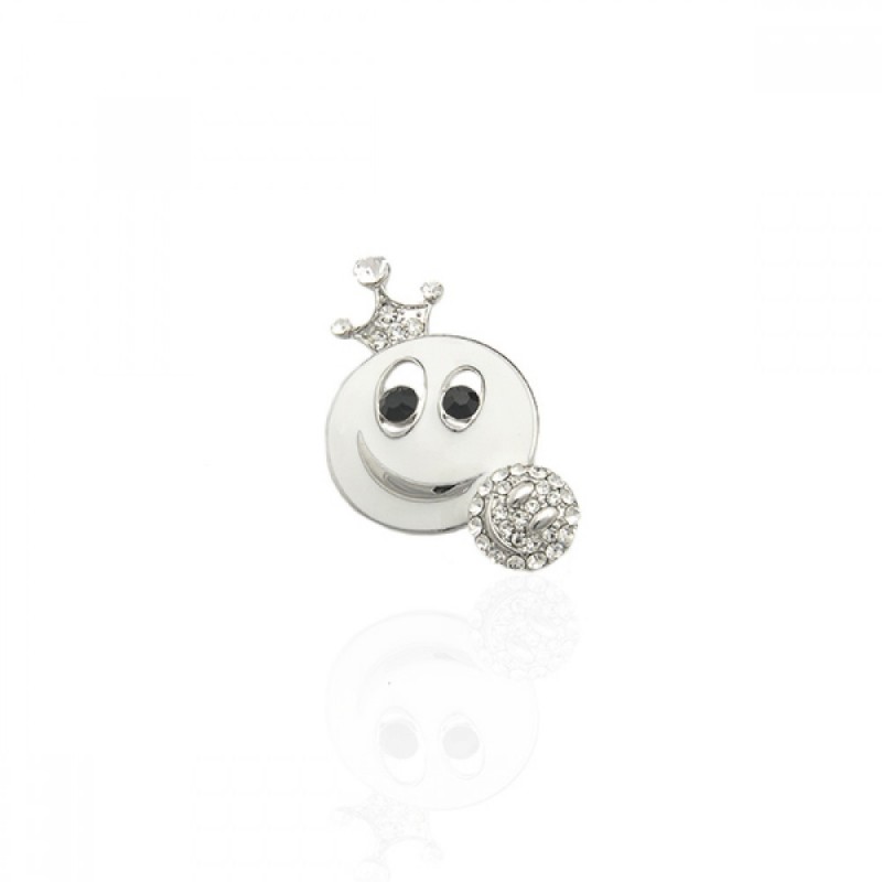 Брошка металлическая со стразами Смайлик 4.5см (8462) вариант 01