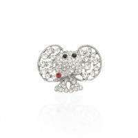 Брошка металлическая со стразами Слон 3.8см (8898) вариант 01