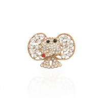 Брошка металлическая со стразами Слон 3.8см (8898) вариант 02