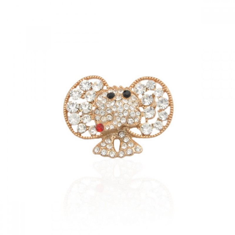 Брошка металлическая со стразами Слон 3.8см (8898) вариант 02