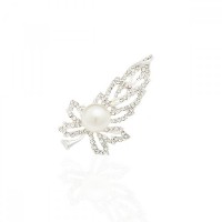 Брошка металлическая со стразами Лист 6.3см (9128) вариант 01