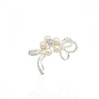 Брошка металлическая со стразами Цветок 5.3см (9341) вариант 01