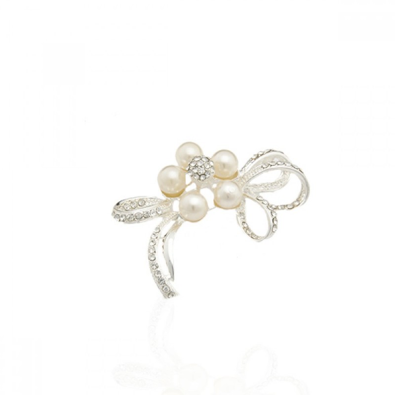 Брошка металлическая со стразами Цветок 5.3см (9341) вариант 01