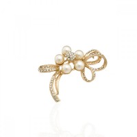 Брошка металлическая со стразами Цветок 5.3см (9341) вариант 03