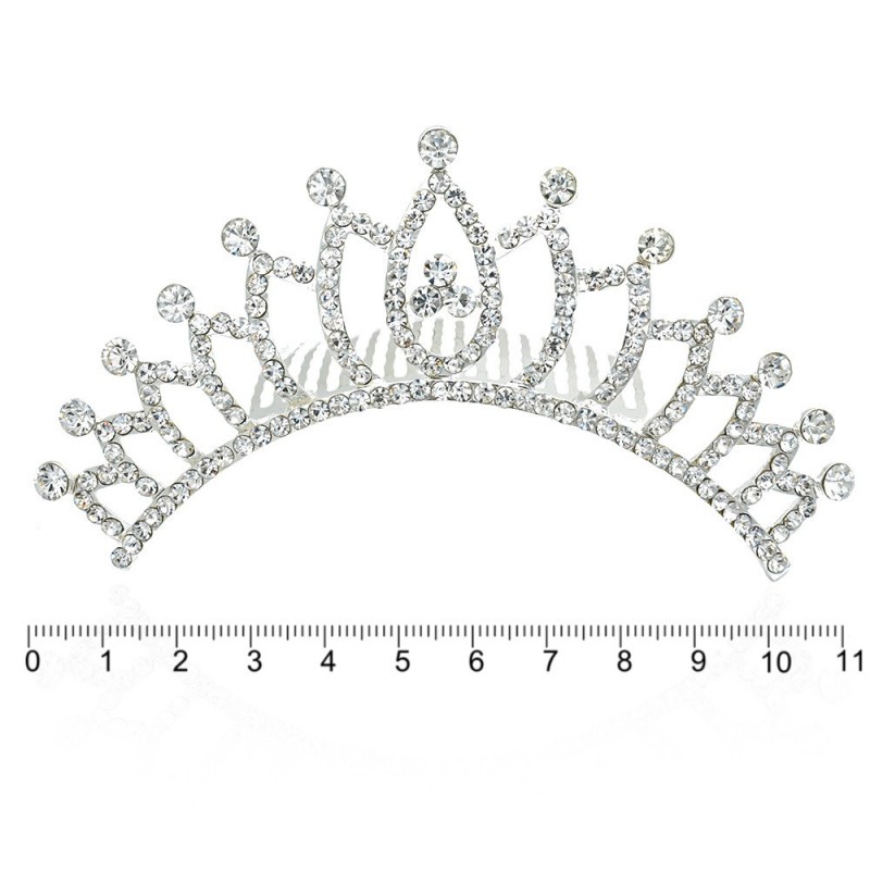 Диадема-гребень со стразами металлическая 11см (11071)