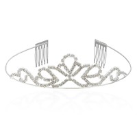 Диадема-обруч с гребнем со старазами металическая 11см (11073)