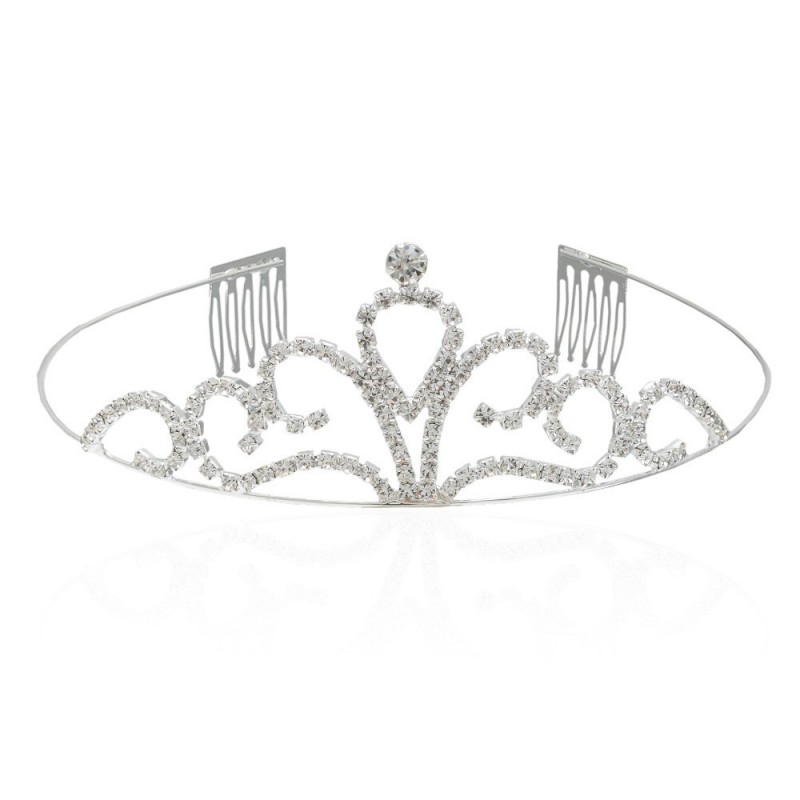 Диадема-обруч с гребнем со старазами металическая 10см (11075)