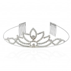 Диадема-обруч с гребнем со старазами металическая 11см (11077)
