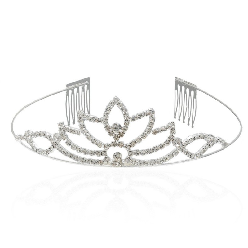 Диадема-обруч с гребнем со старазами металическая 11см (11077)