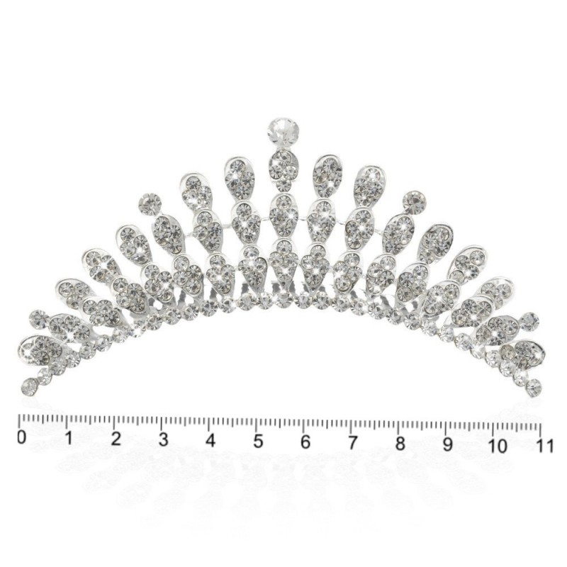 Диадема-гребень со стразами металлическая 10.8см (11782)