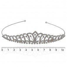 Диадема-обруч со стразами металлическая 10.5см (12629)