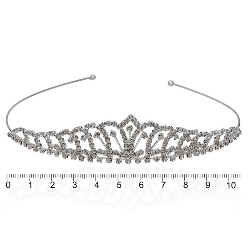 Диадема-обруч со стразами металлическая 10.5см (12629)
