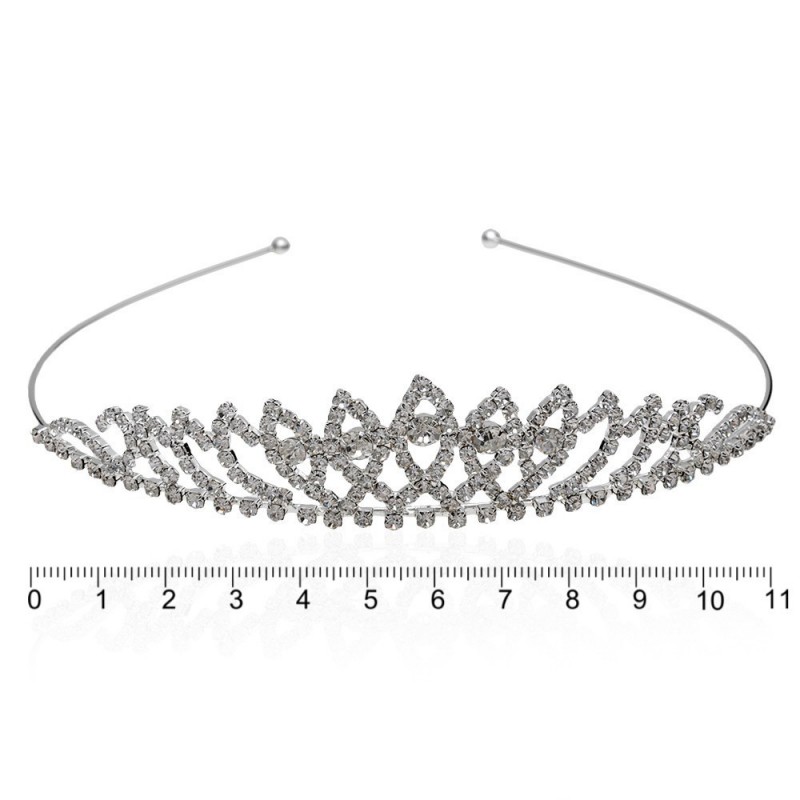 Диадема-обруч со стразами металлическая 11см (12631)