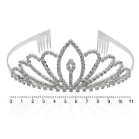 Диадема-обруч с гребнем со стразами металлическая 11.9см (12634)
