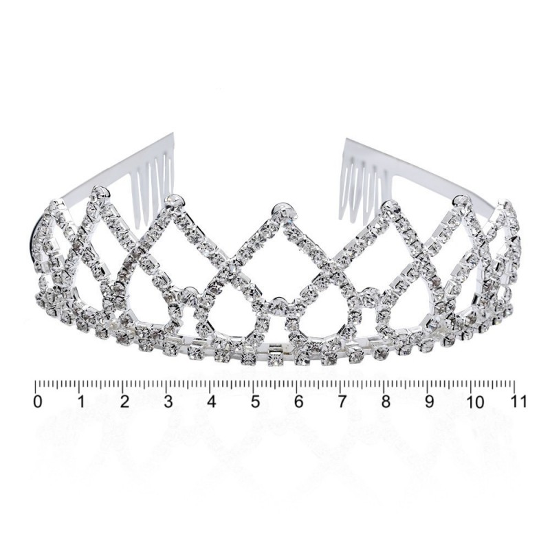 Диадема-обруч с гребнем со старазами металическая 11см (12675)