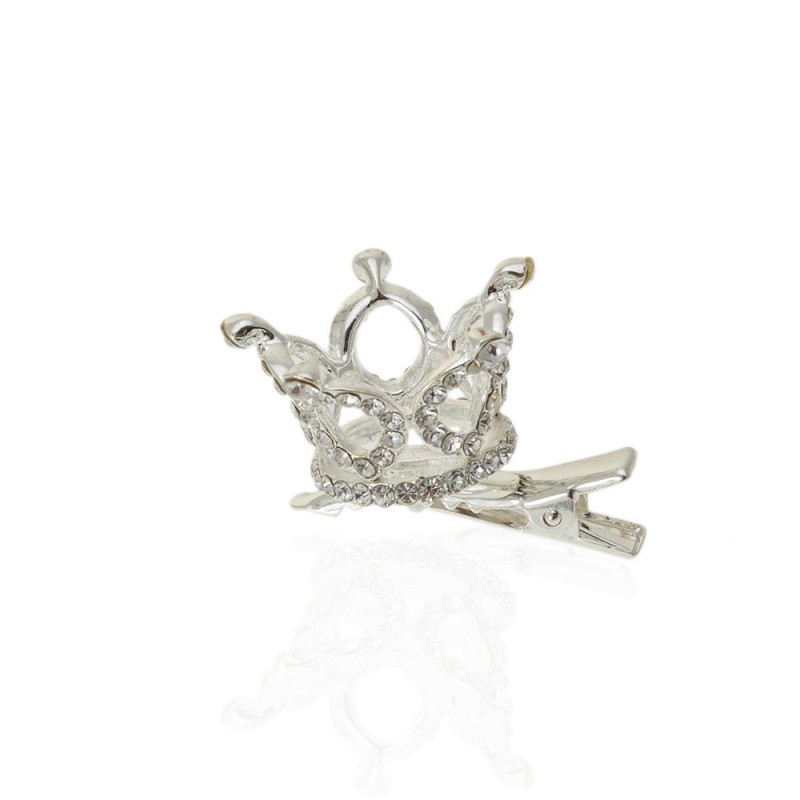 Заколка-уточка с короной металлическая 3.3см (13982) вариант 01