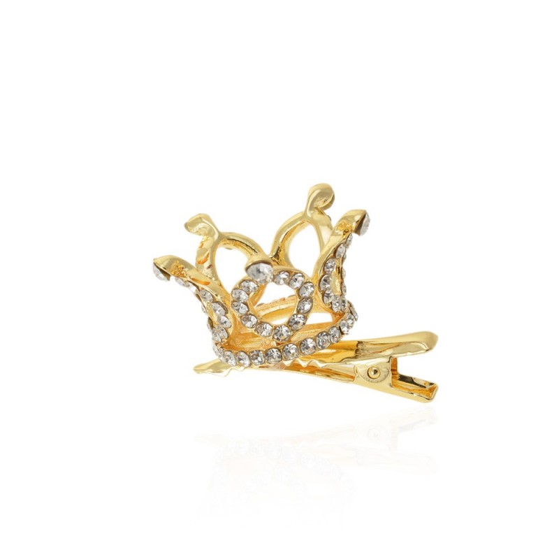 Заколка-уточка с короной металлическая 3.3см (13982) вариант 02