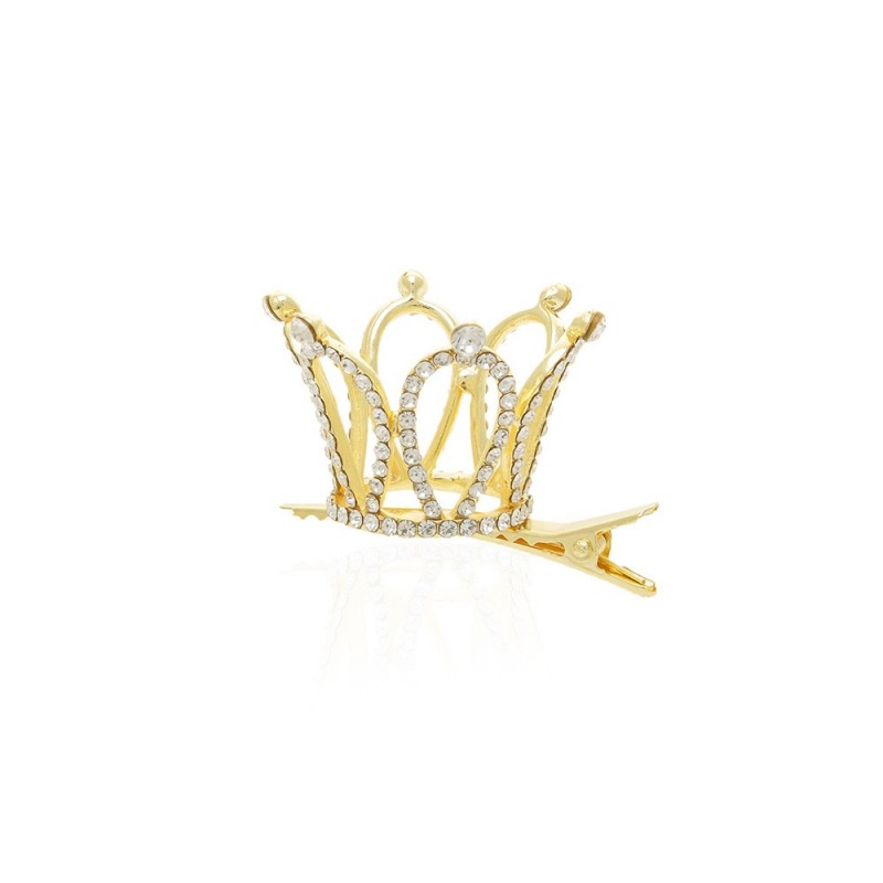 Заколка-уточка с короной металлическая 5.8см (14570) вариант 02