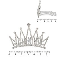 Диадема-гребень со стразами металлическая 6.4см (15241)