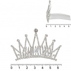 Диадема-гребень со стразами металлическая 6.4см (15241)