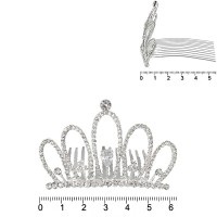 Диадема-гребень со стразами металлическая 6.2см (15245)