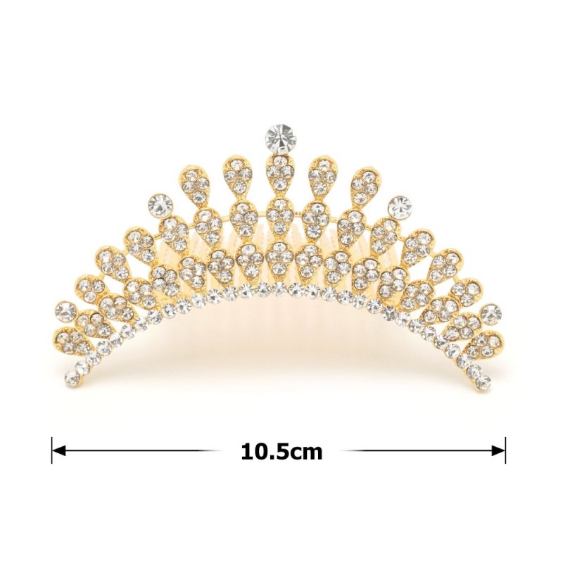 Диадема-гребень со стразами металлическая 10.5см (15834)