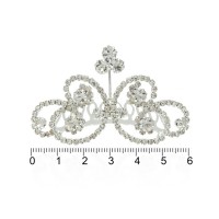 Диадема-гребень со стразами металлическая 6.4см (9697)