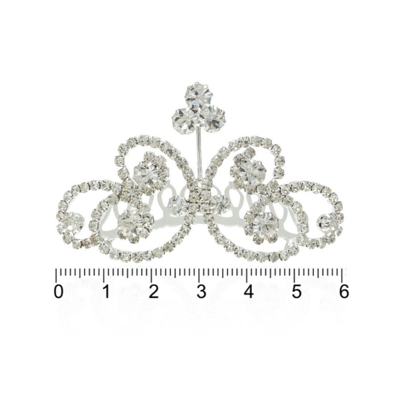 Диадема-гребень со стразами металлическая 6.4см (9697)