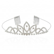 Диадема-обруч с гребнем со старазами металическая 10см (9725)