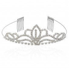 Диадема-обруч с гребнем со старазами металическая 11.5см (9727)