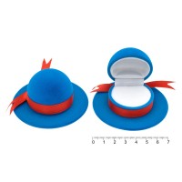 Подарочная коробочка для кольца Шляпа голубая (9772)