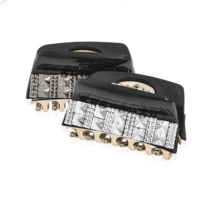 Заколка-краб для волос пластиковая со стразами (10018) вариант упаковка 6шт